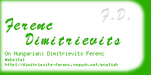 ferenc dimitrievits business card